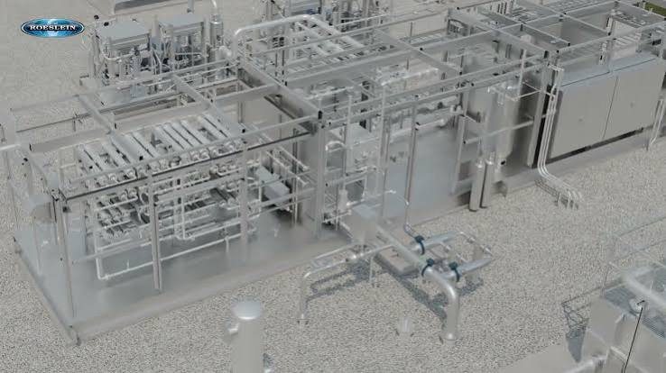 Gas processing equipment at a renewable natural gas facility.